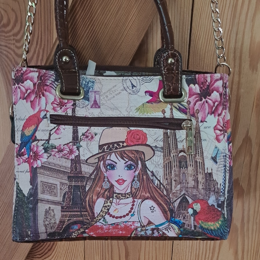 Charming Girl Multicolor Satchel Handbag Jeweled - Picture 5 of 12